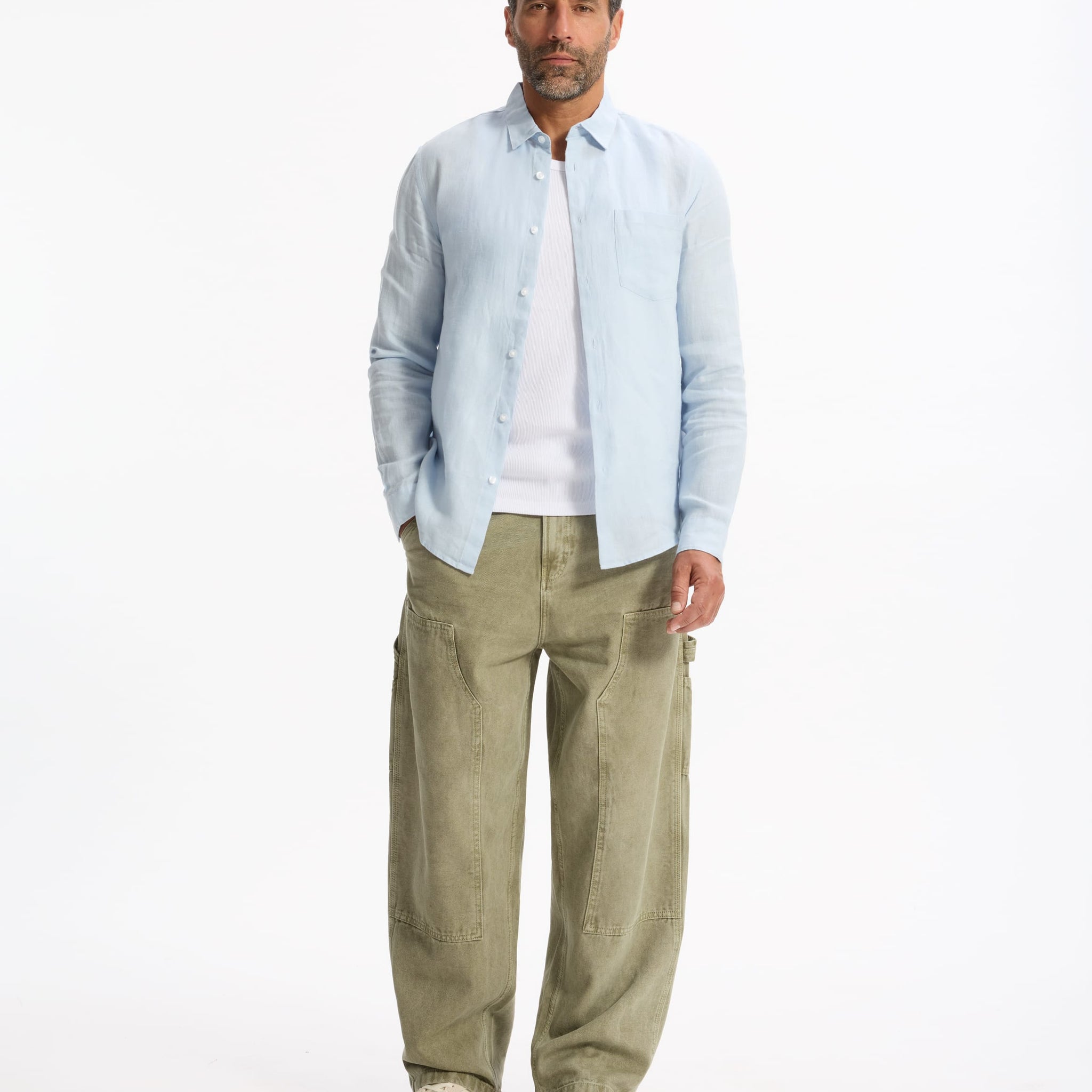 light blue Long sleeves Shirt
