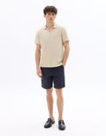 Celio Regular Fit Cuban Collar Cotton Blend Polo - Beige