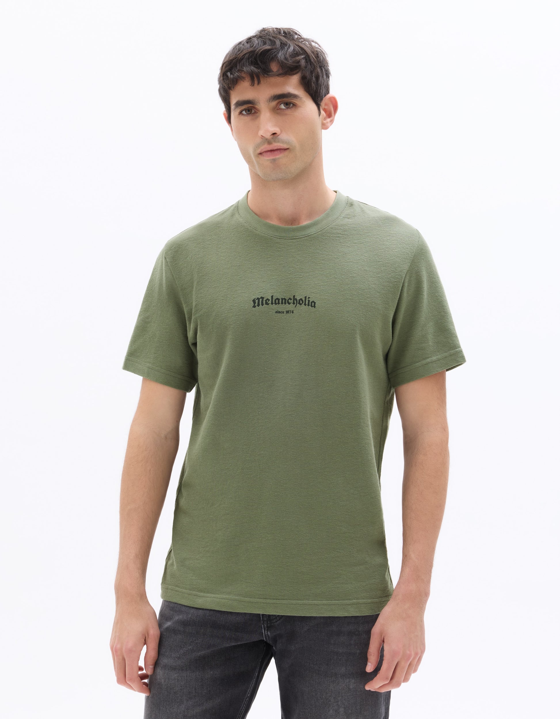 Celio Printed Boxy Crew Neck Cotton Blend T-shirt - Green