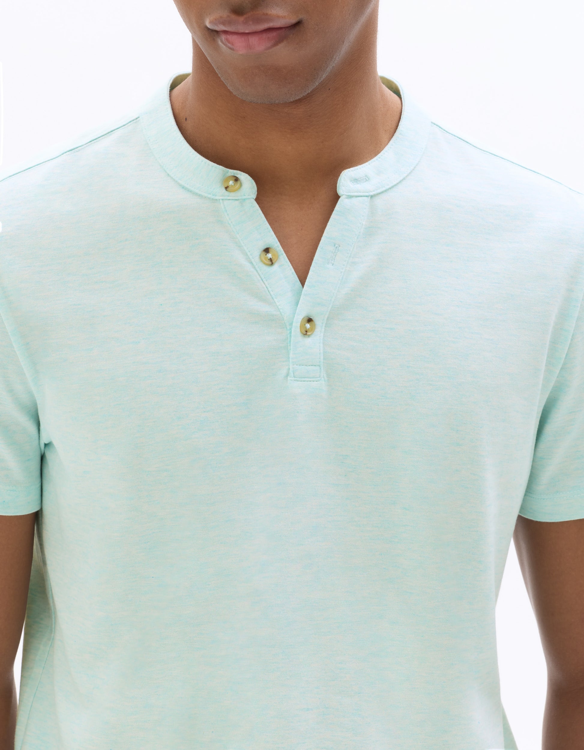 Celio Regular Fit Cotton Blend Henley T-shirt - Green