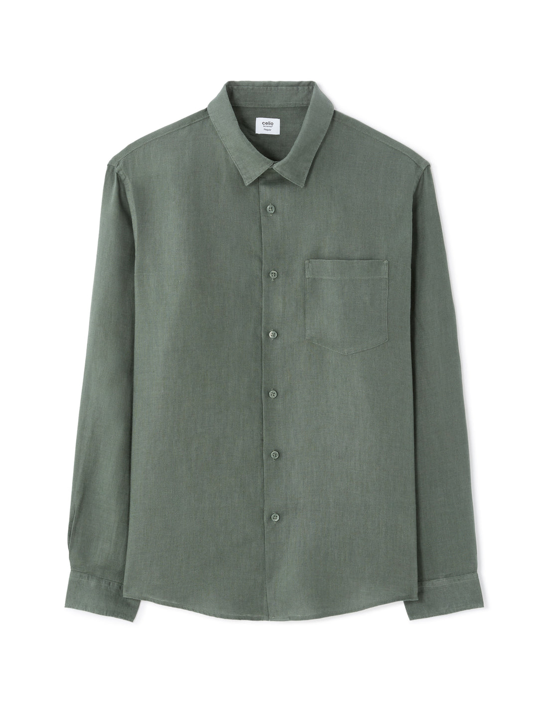 Celio Regular Fit 100% Linen Shirt - Green