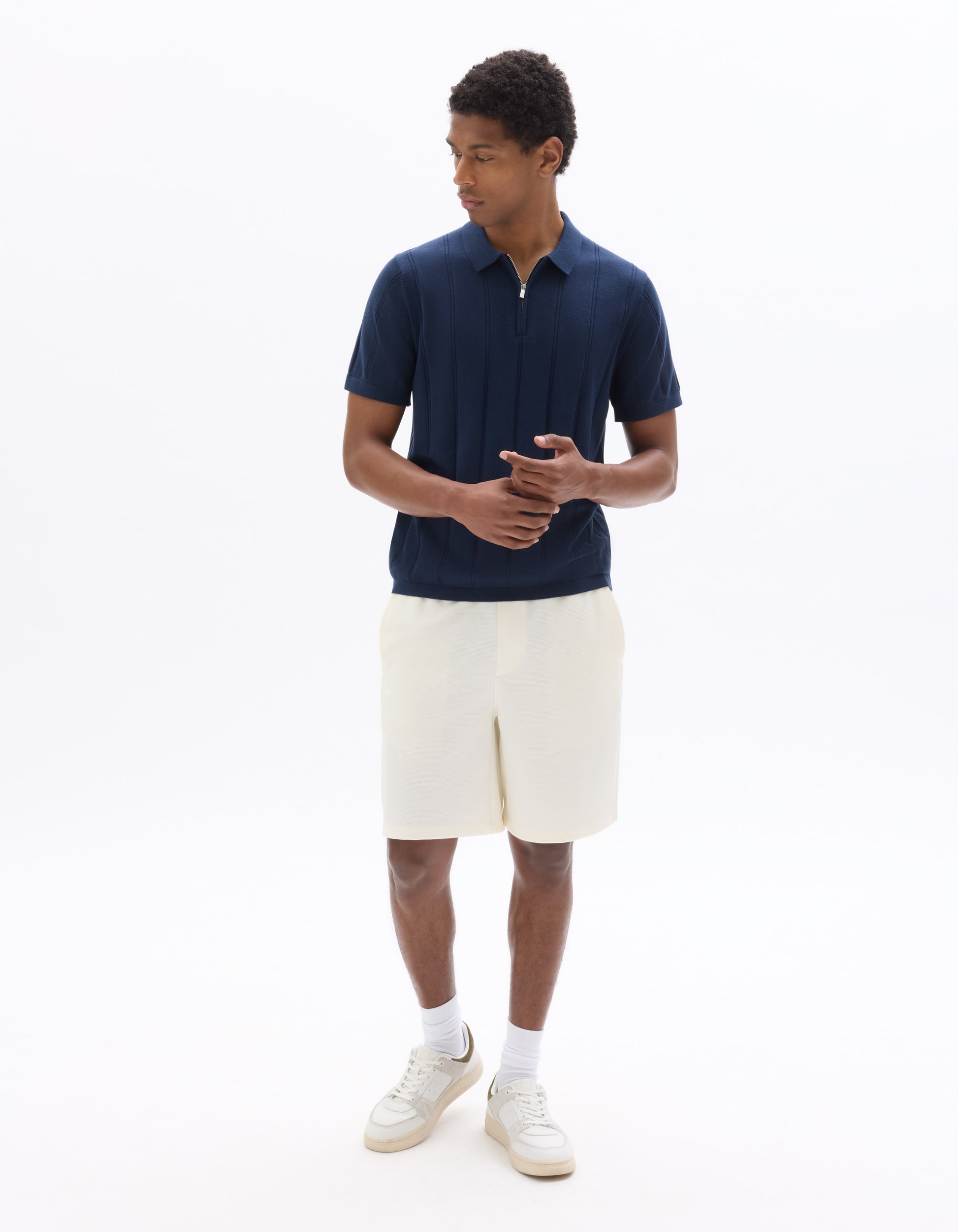 Celio Pique Knit Bermuda Shorts - Beige