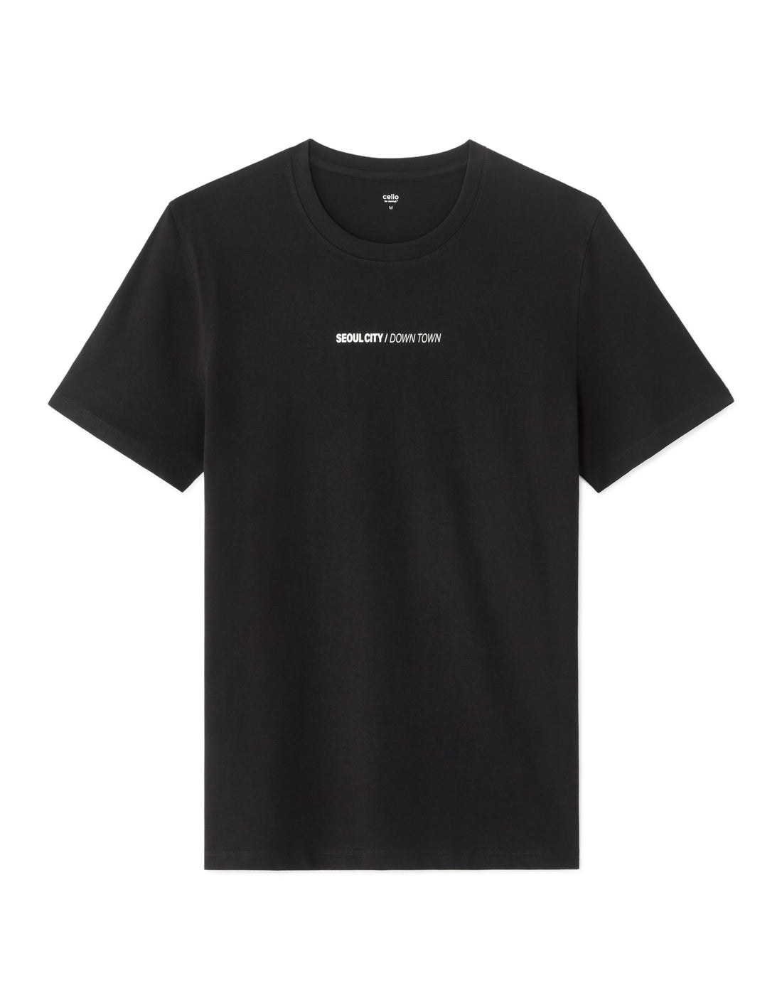 Celio Seoul City Print Black 100% Cotton Regular Fit Crew Neck T-Shirt - Black