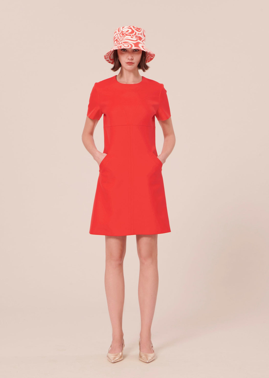 Rehane coral double canvas dress by Tara Jarmon Lebanon