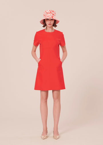 Rehane coral double canvas dress by Tara Jarmon Lebanon