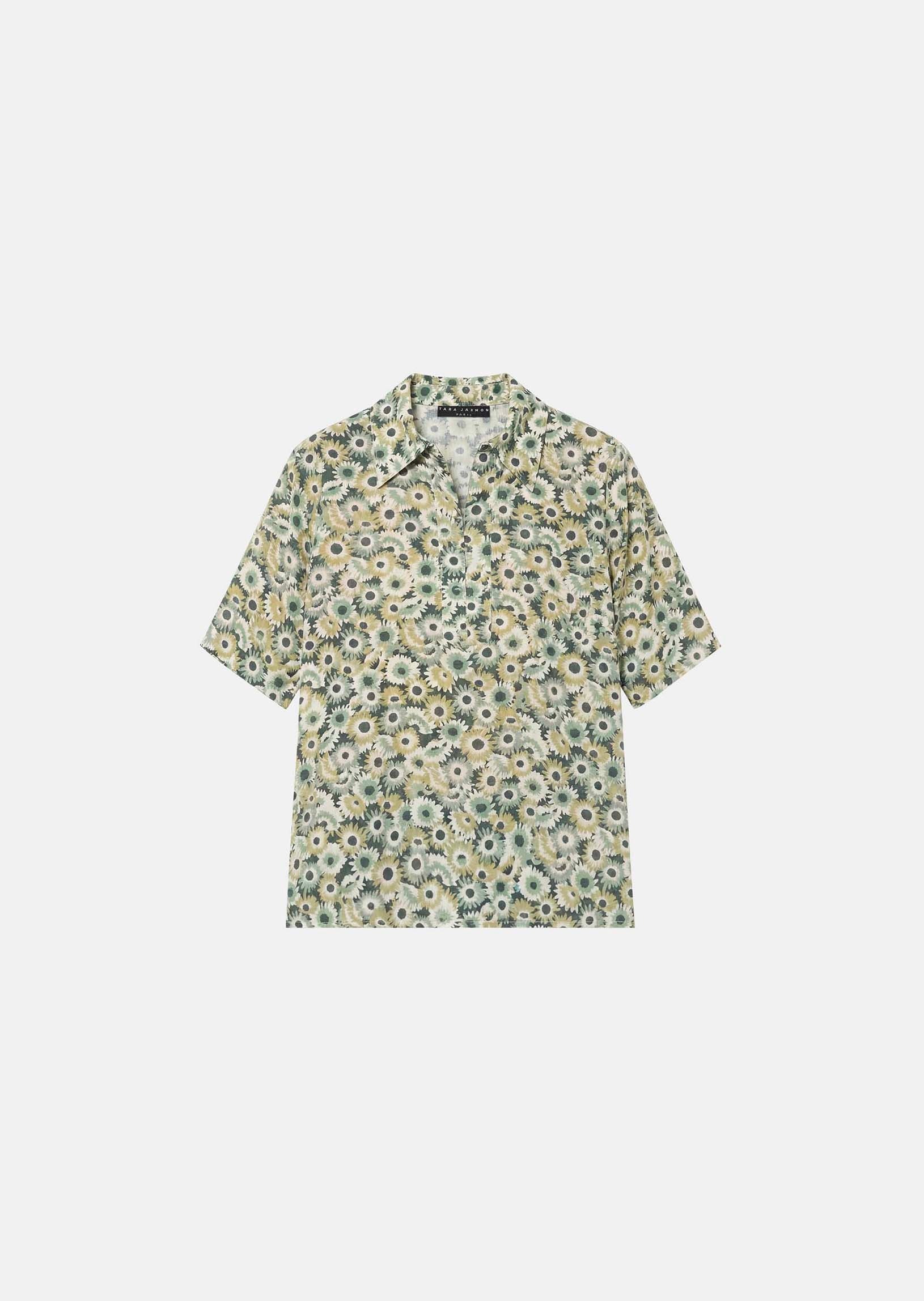 top in green floral print