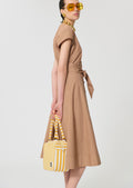 dress in beige poplin