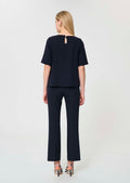 top in midnight blue fluid crepe