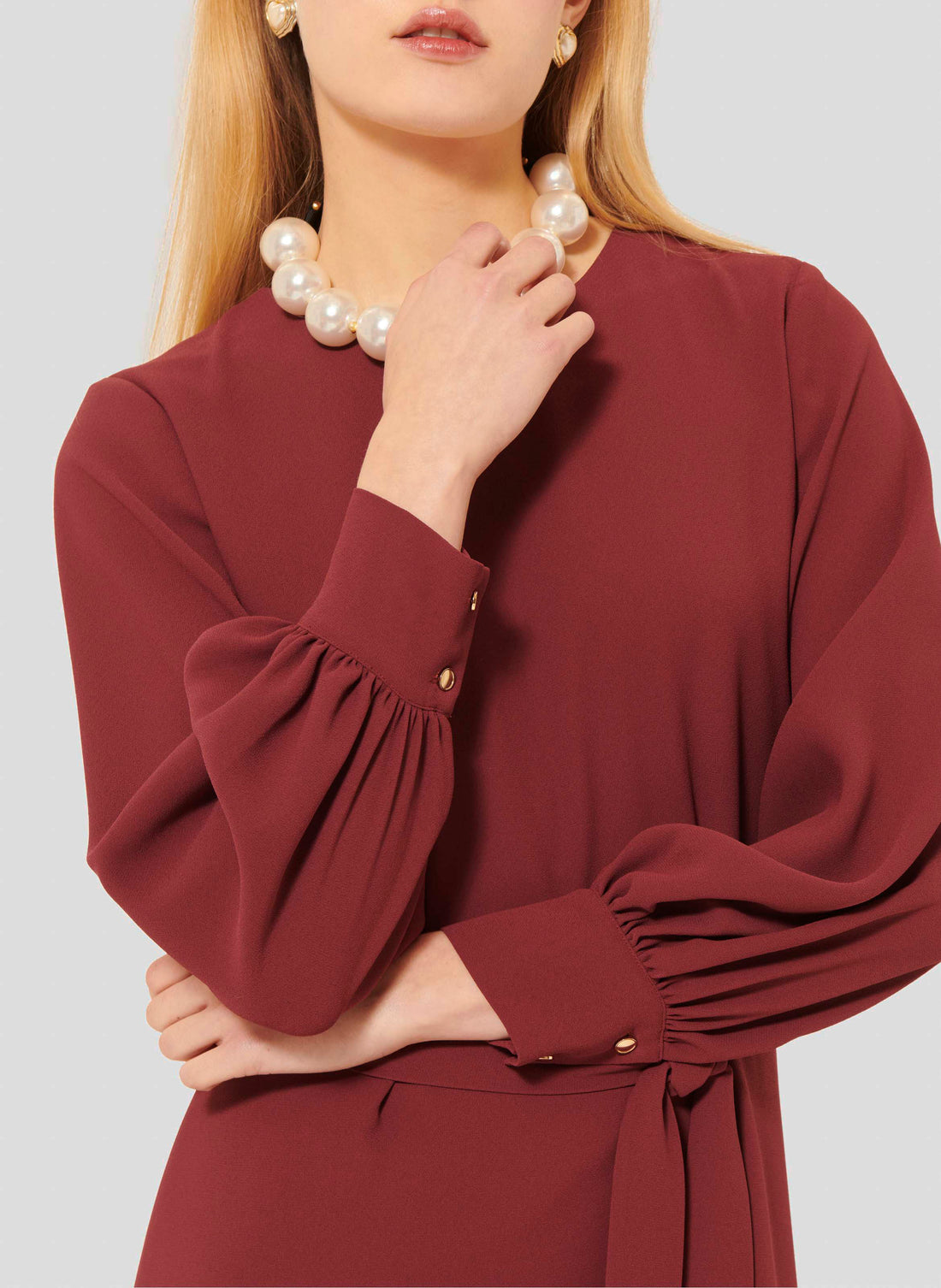 Rossini Burgundy Crepe Dress by Tara Jarmon Lebanon
