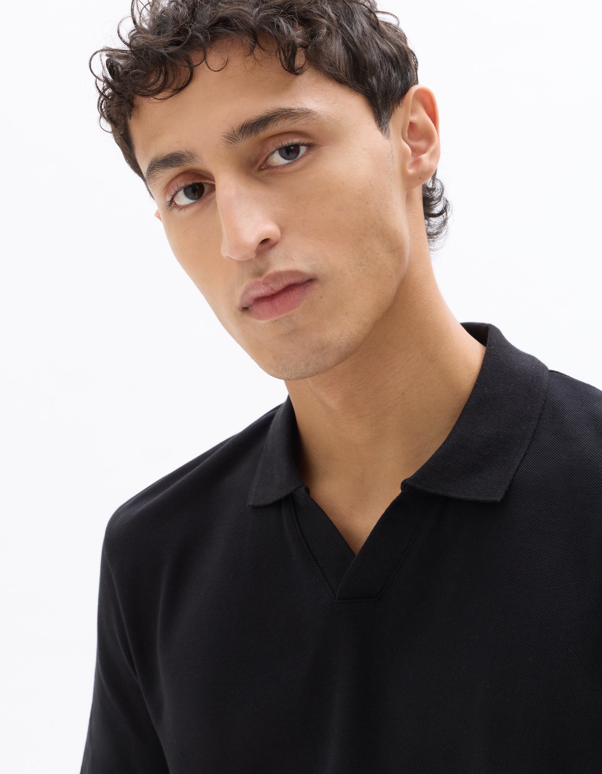 Celio Regular Fit Piqué Polo Shirt with Shark Collar - Black