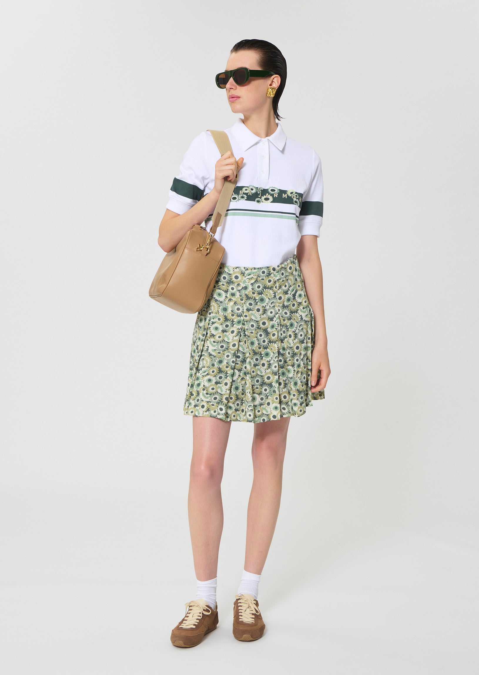 skirt in green floral print