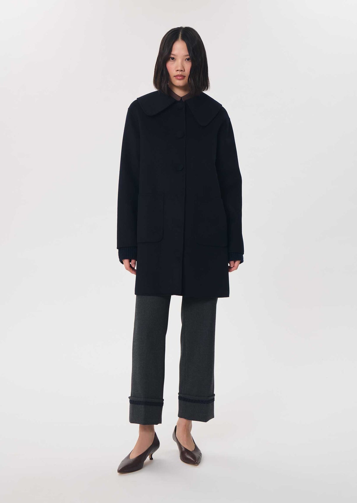Marie coat in navy wool by Tara Jarmon