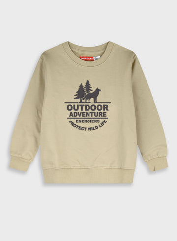 Cotton Blend Boy Blouse Sweatshirt - Beige