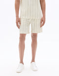 Celio Regular Fit Striped Bermuda Shorts - Beige