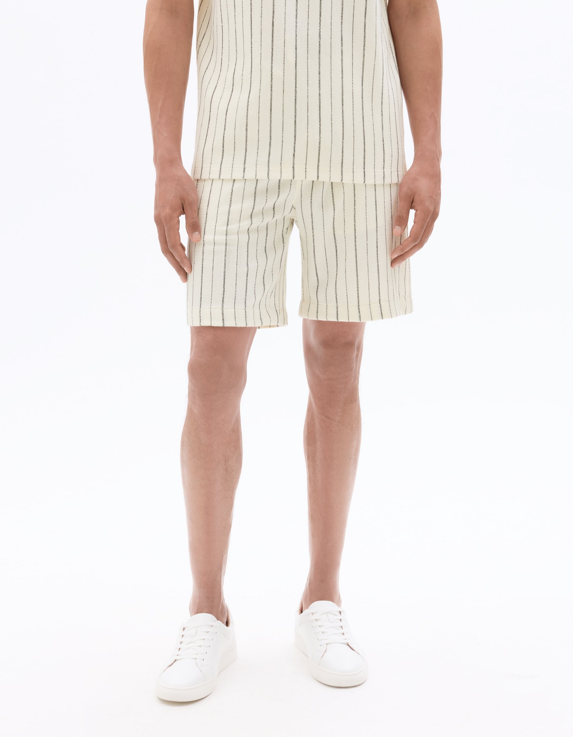 Celio Regular Fit Striped Bermuda Shorts - Beige
