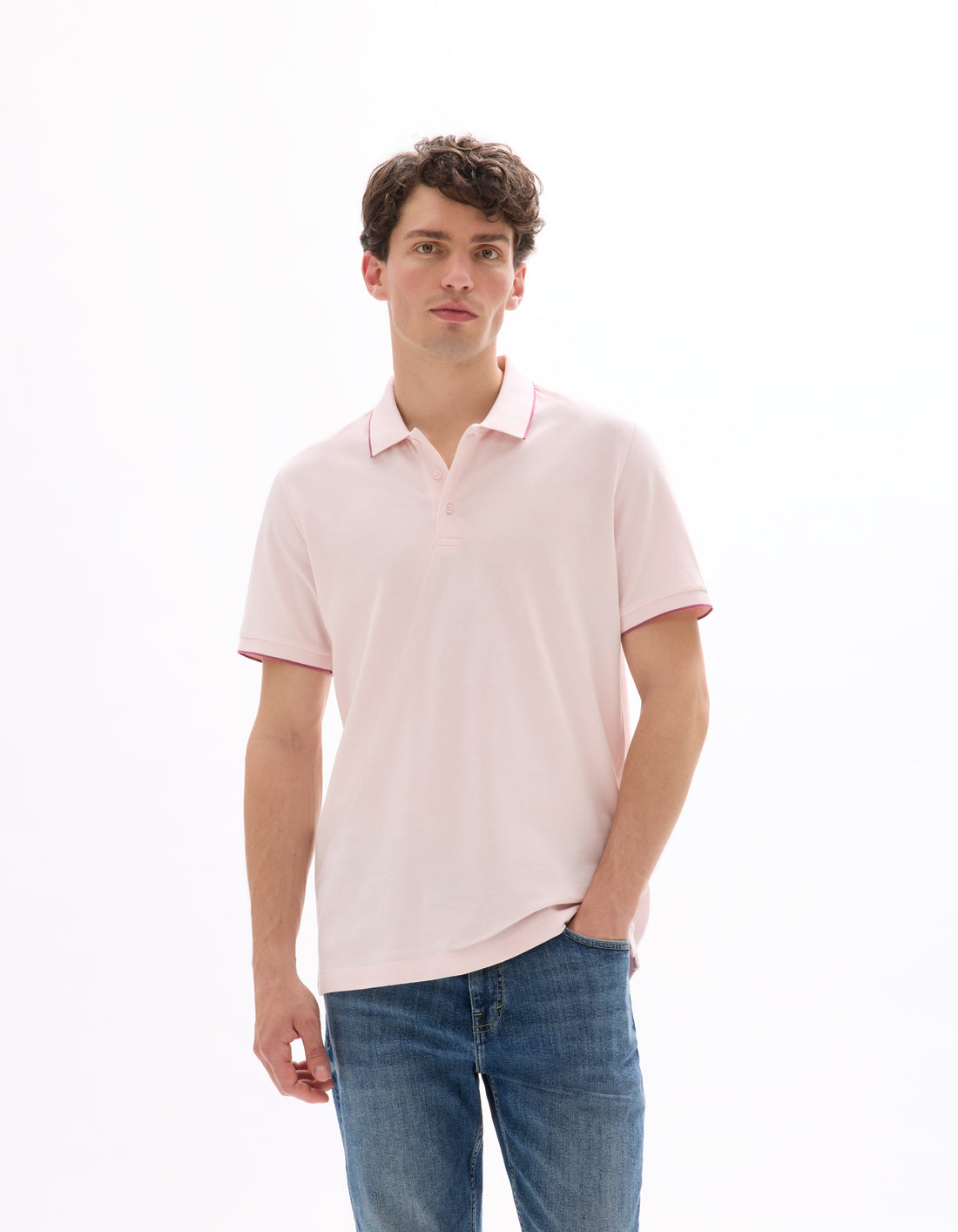 Light Pink Short Sleeves Polo - Celio Lebanon