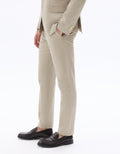 Celio Slim Fit Plaid Cotton and Linen Suit Pants - Beige
