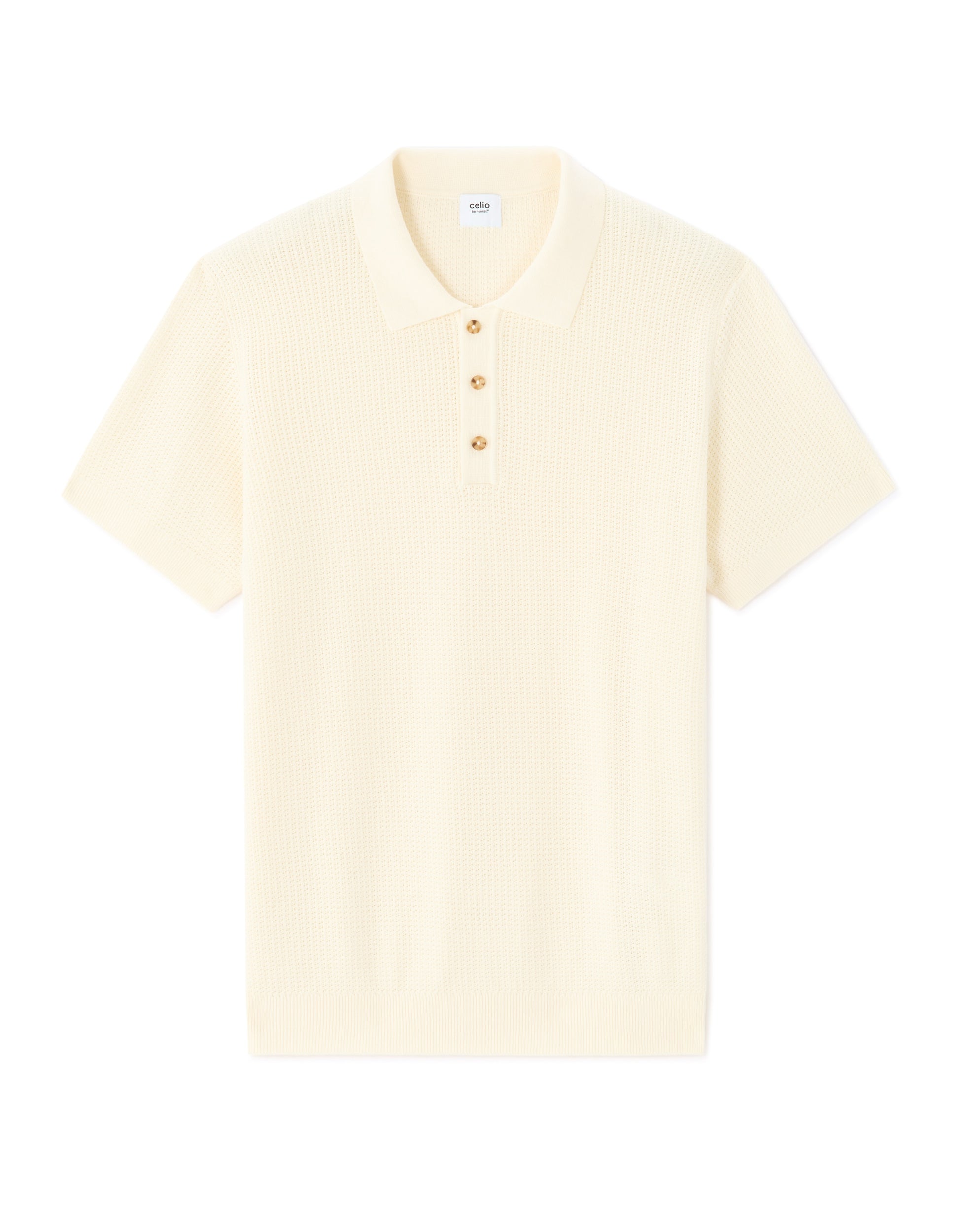 Celio Regular fit textured knit polo - White