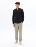 Celio Regular Fit Stand-Up Collar 100% Linen Shirt - Black