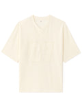 Celio White Oversized V-Neck Interlock T-Shirt with 07 Embroidery - White