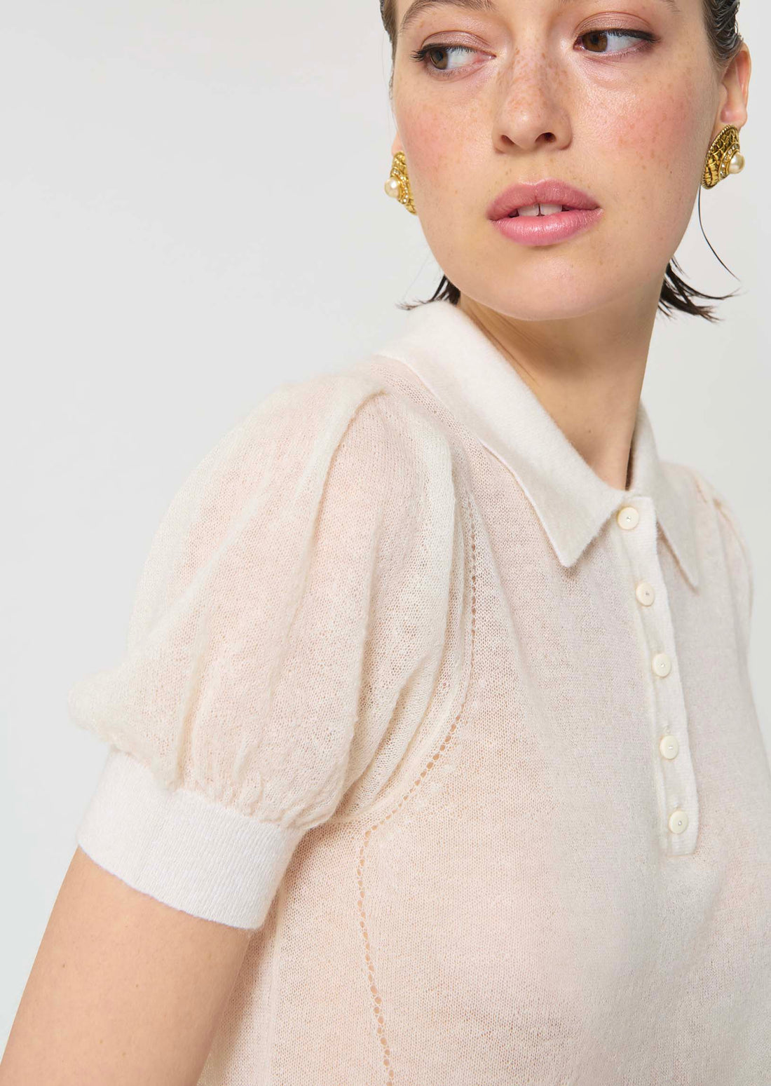 sweater in yellow extra fine mohair