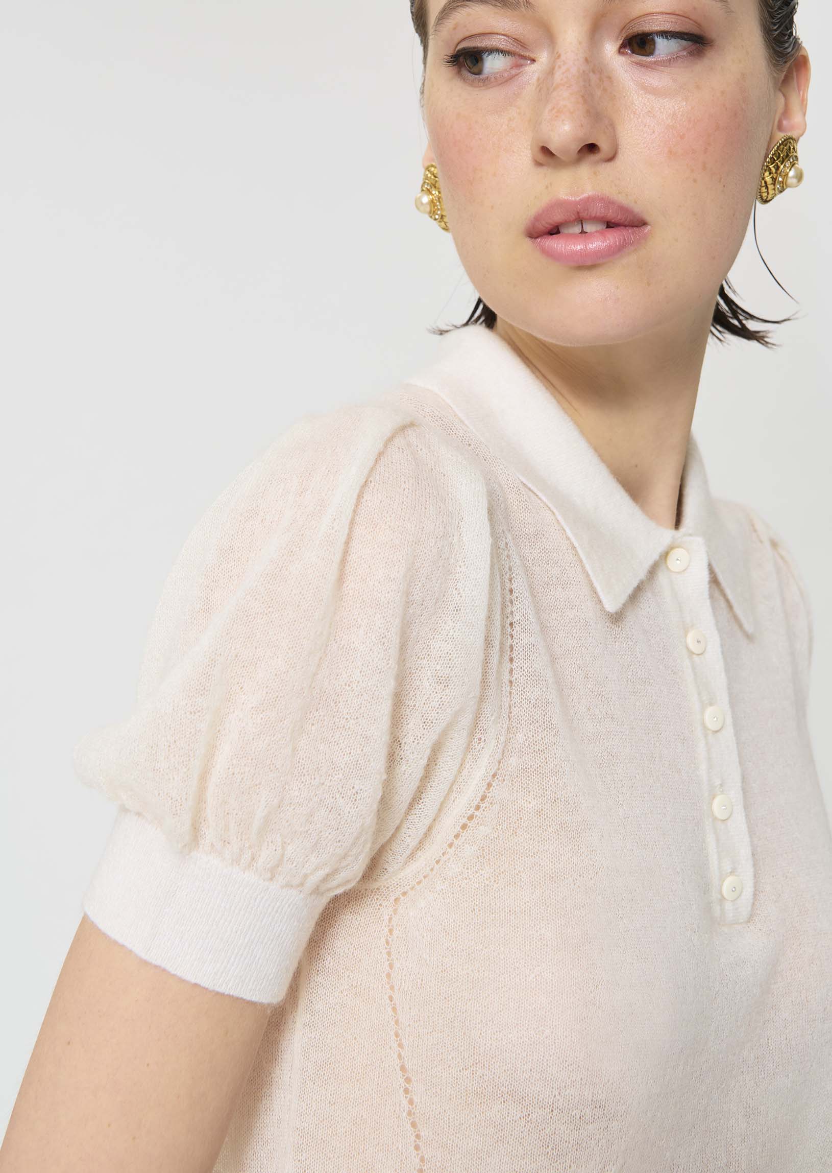sweater in yellow extra fine mohair