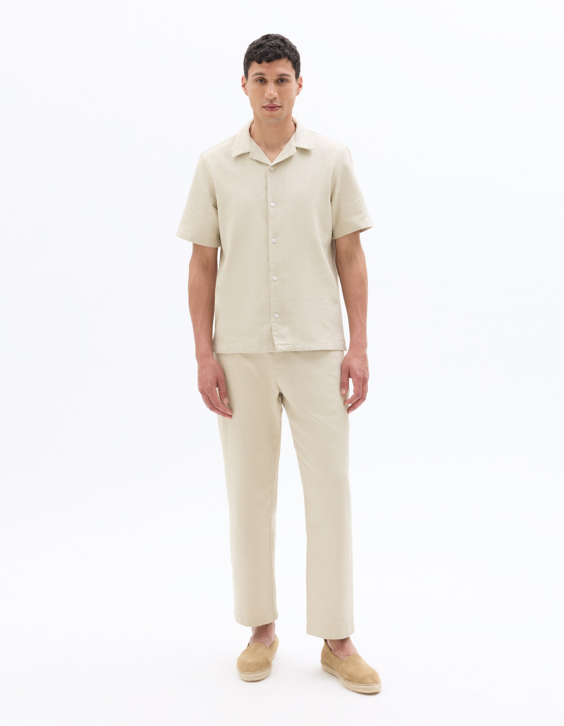 Relaxed Fit Textured 100% Cotton Pants Celio