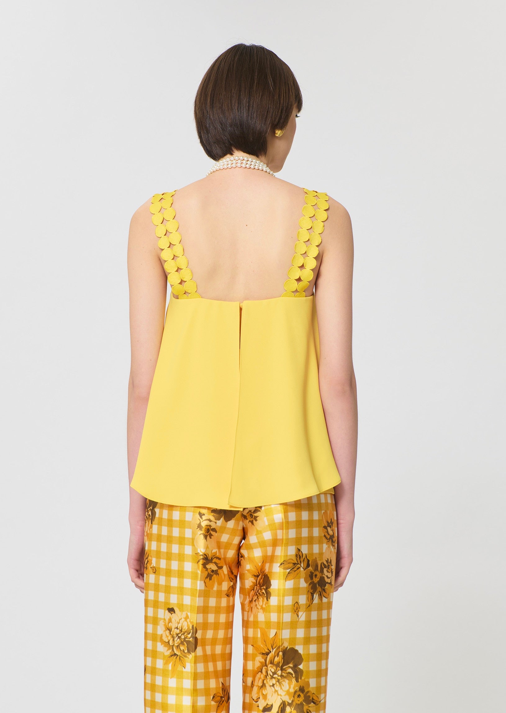 top in yellow fluid crepe