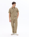 100% Cotton Straight-leg Pants with Honeycomb Texture Celio