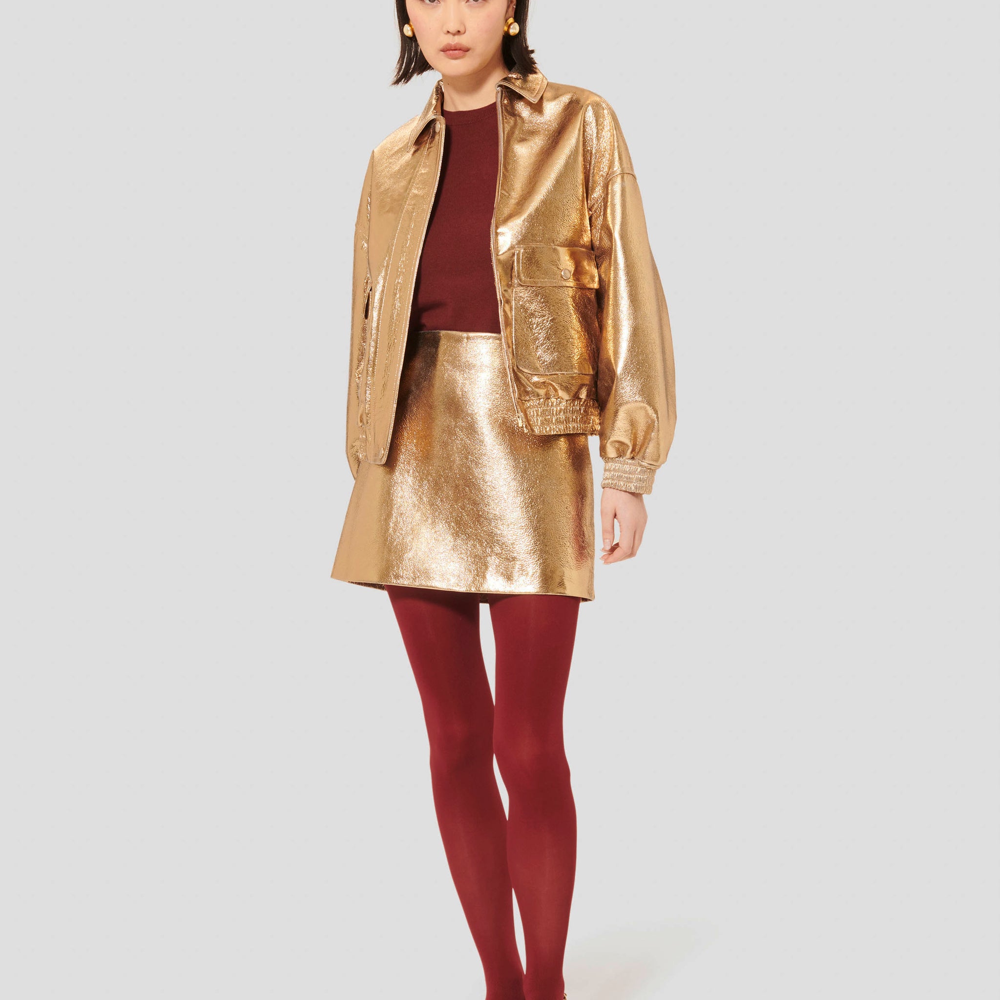 Josia golden leather skirt by Tara Jarmon Lebanon