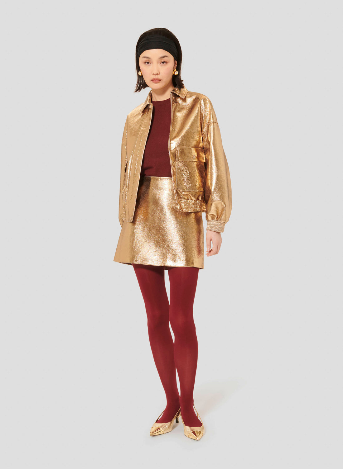 Josia golden leather skirt by Tara Jarmon Lebanon