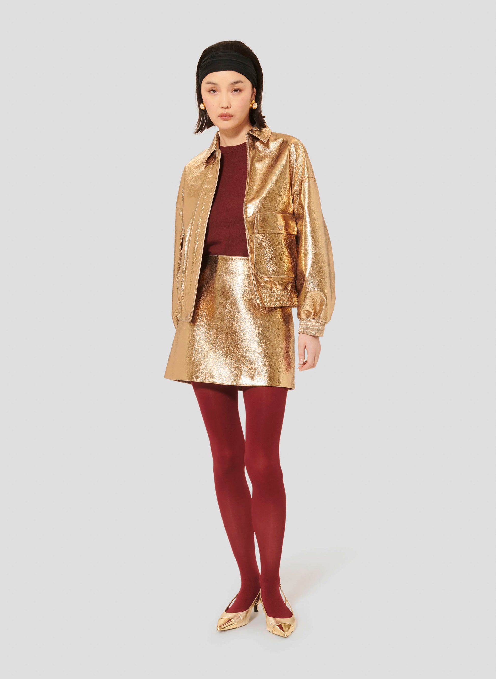 Josia golden leather skirt by Tara Jarmon Lebanon