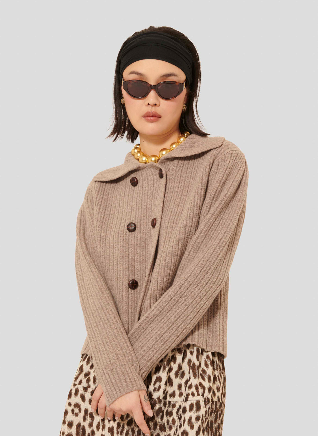 Goldie brown wool cardigan by Tara Jarmon Lebanon
