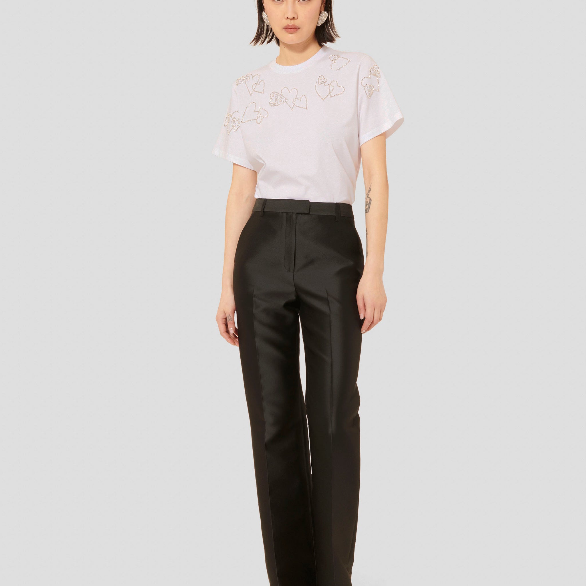 Pitt black satin pants by Tara Jarmon Lebanon