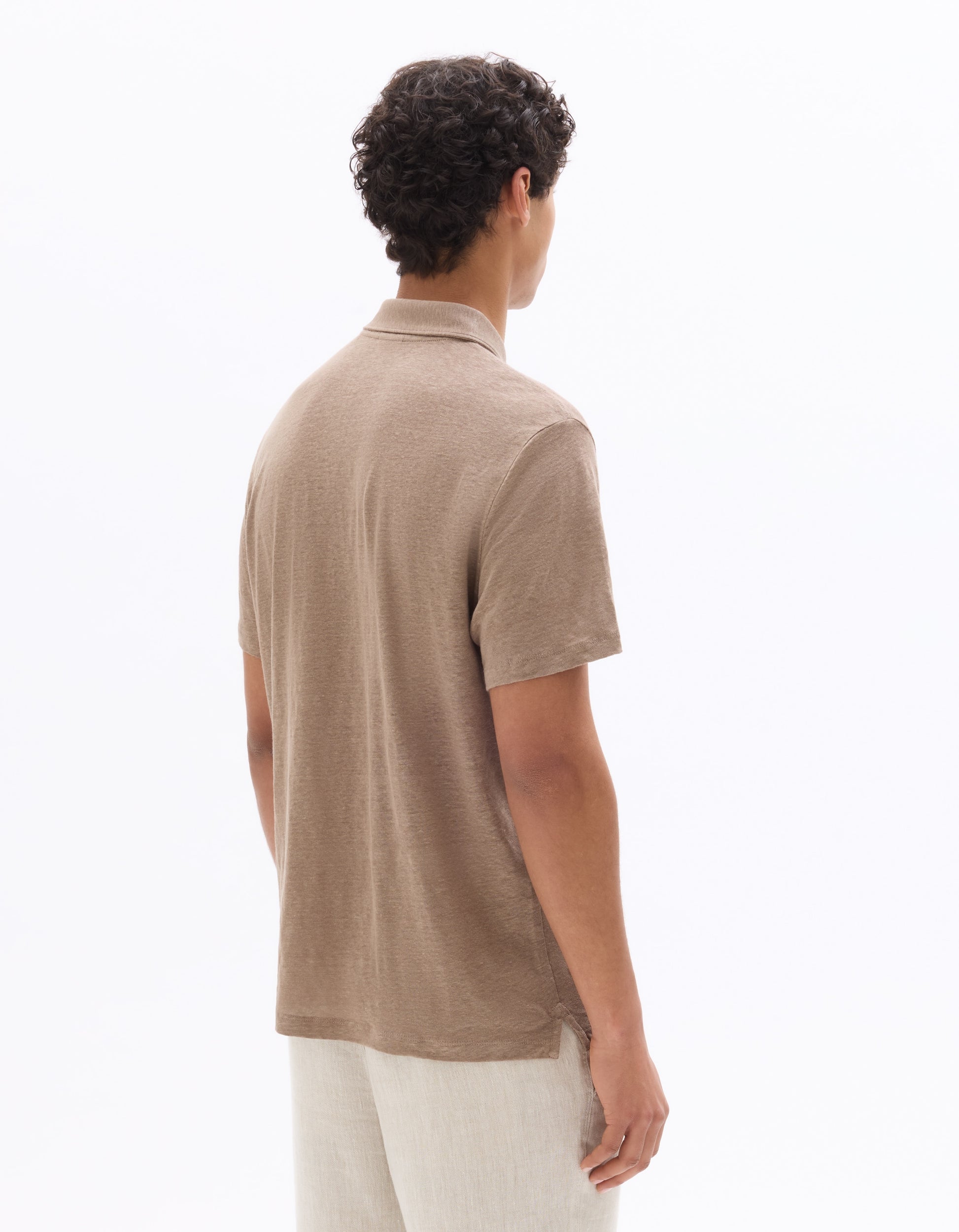 Celio Regular Fit 100% Linen Polo - Beige