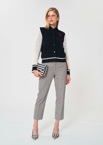 trousers in ecru with cotton stripes