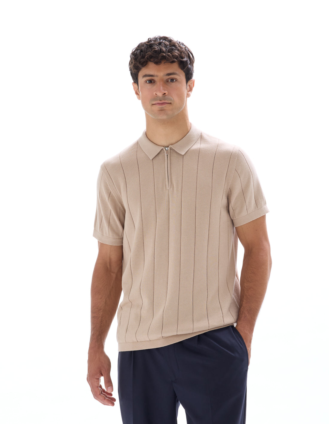 Beige Humus Short Sleeves Polo - Celio Lebanon