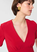 top in red fluid crepe