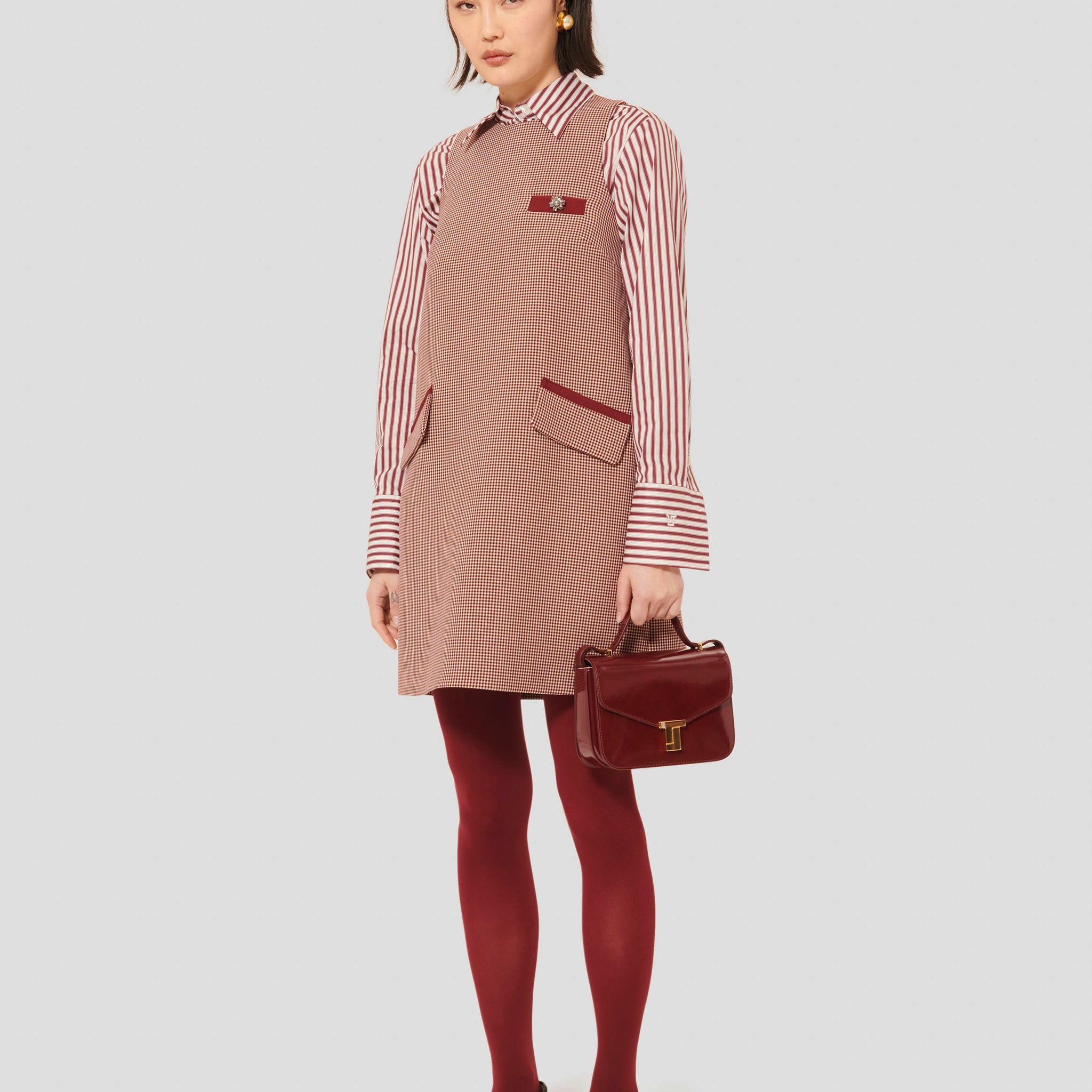 Ravel Burgundy Houndstooth Dress by Tara Jarmon Lebanon