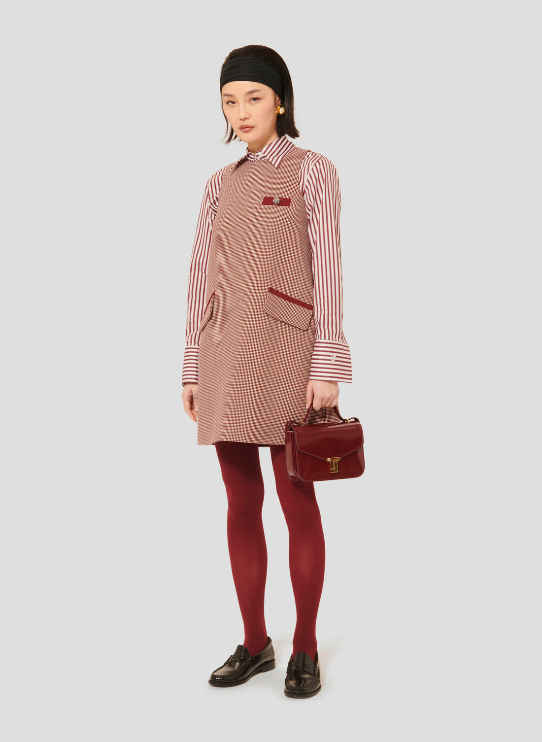 Ravel Burgundy Houndstooth Dress by Tara Jarmon Lebanon