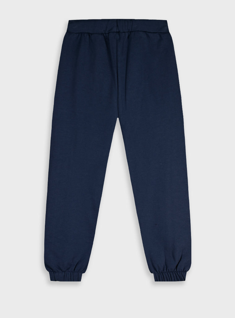 Cotton Blend Boy Trousers - Navy