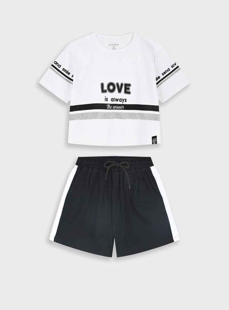 Black Set(Blouse,Shorts) for Girls