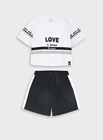 Black Set(Blouse,Shorts) for Girls
