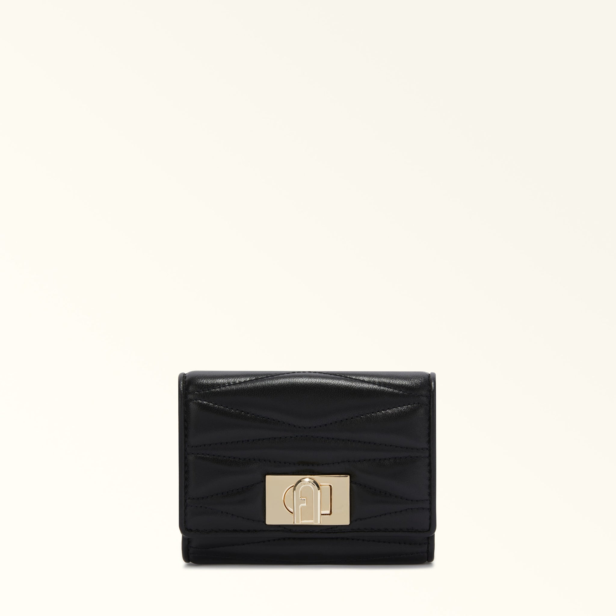 Furla 1927 Compact Wallet in Nero Nappa Leather