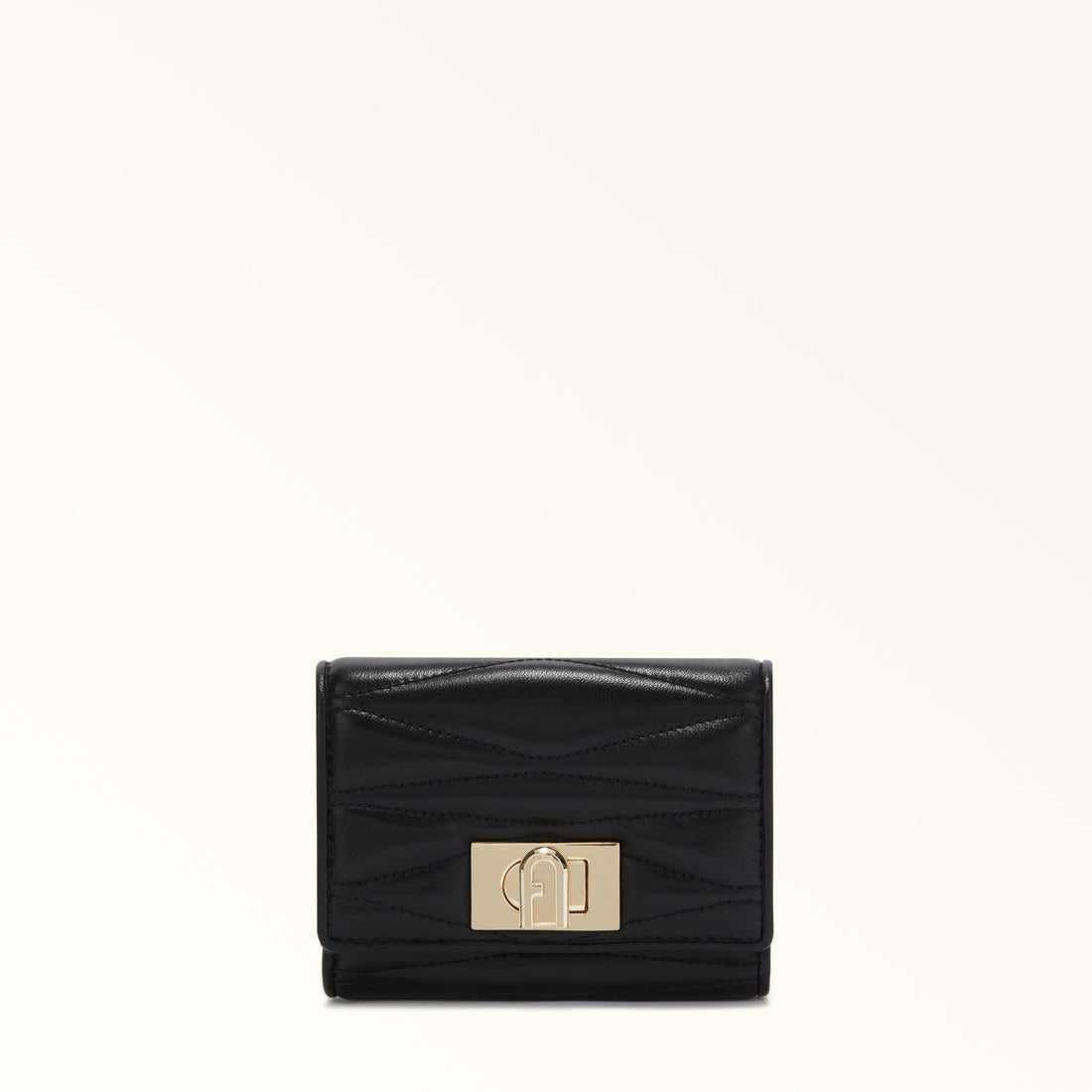 Furla 1927 Compact Wallet in Nero Nappa Leather