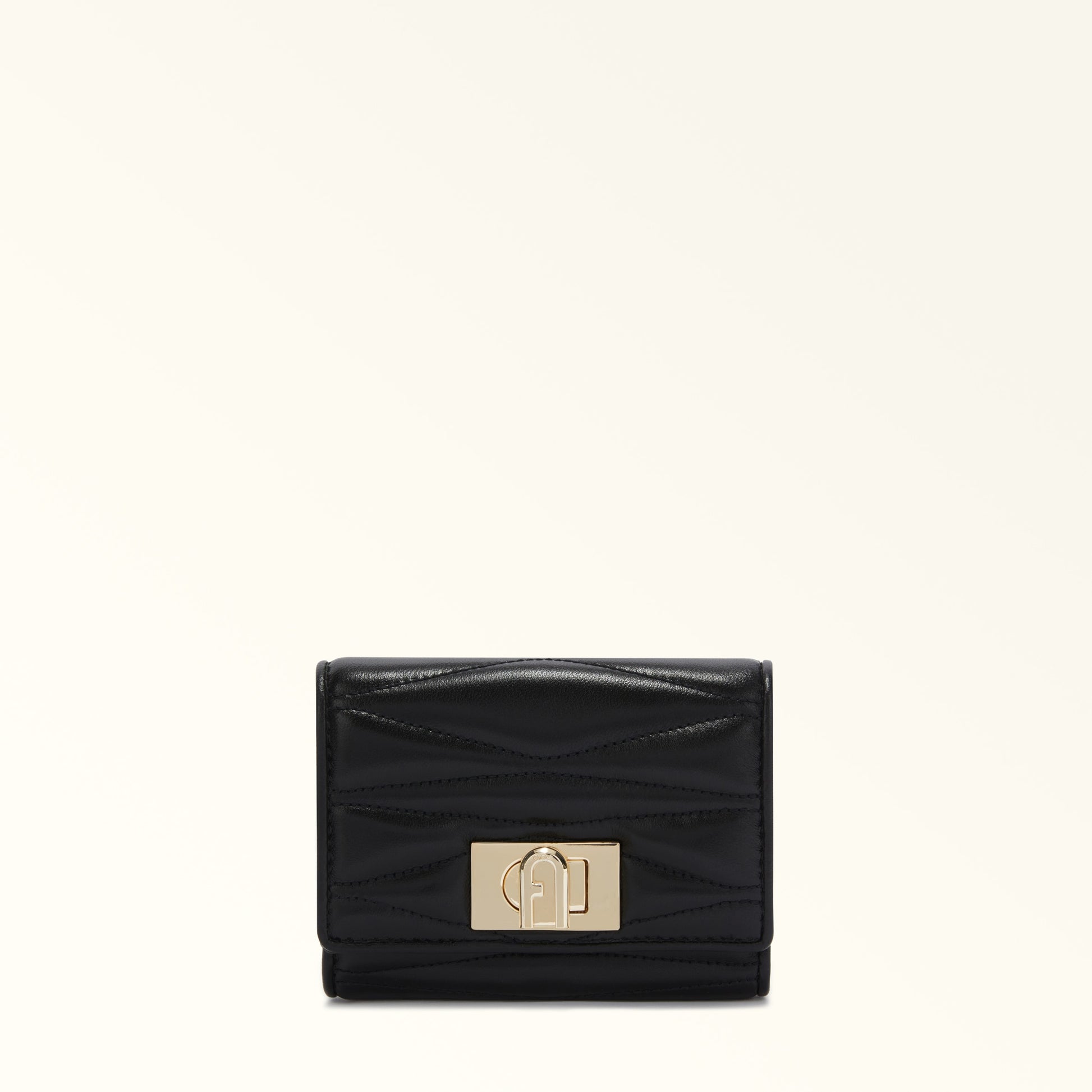 Furla 1927 Compact Wallet in Nero Nappa Leather