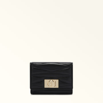 Furla 1927 Compact Wallet in Nero Nappa Leather