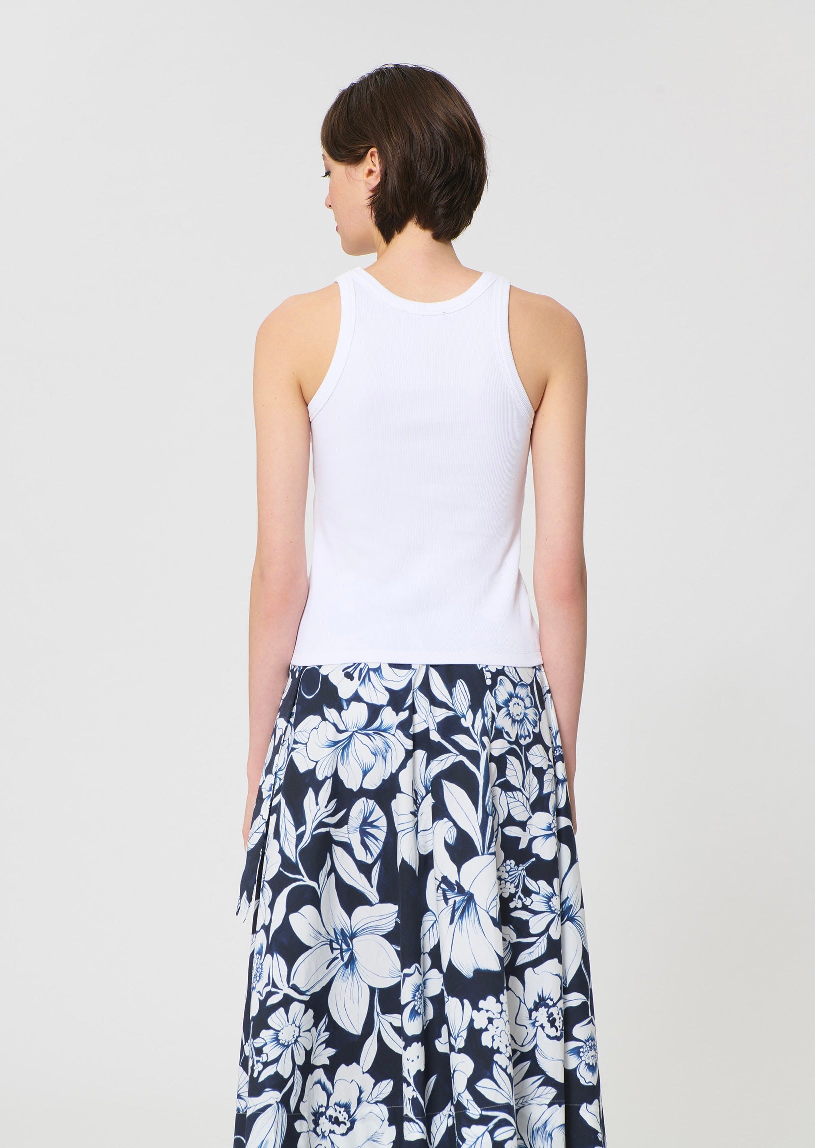 tank top in white embroidered cotton