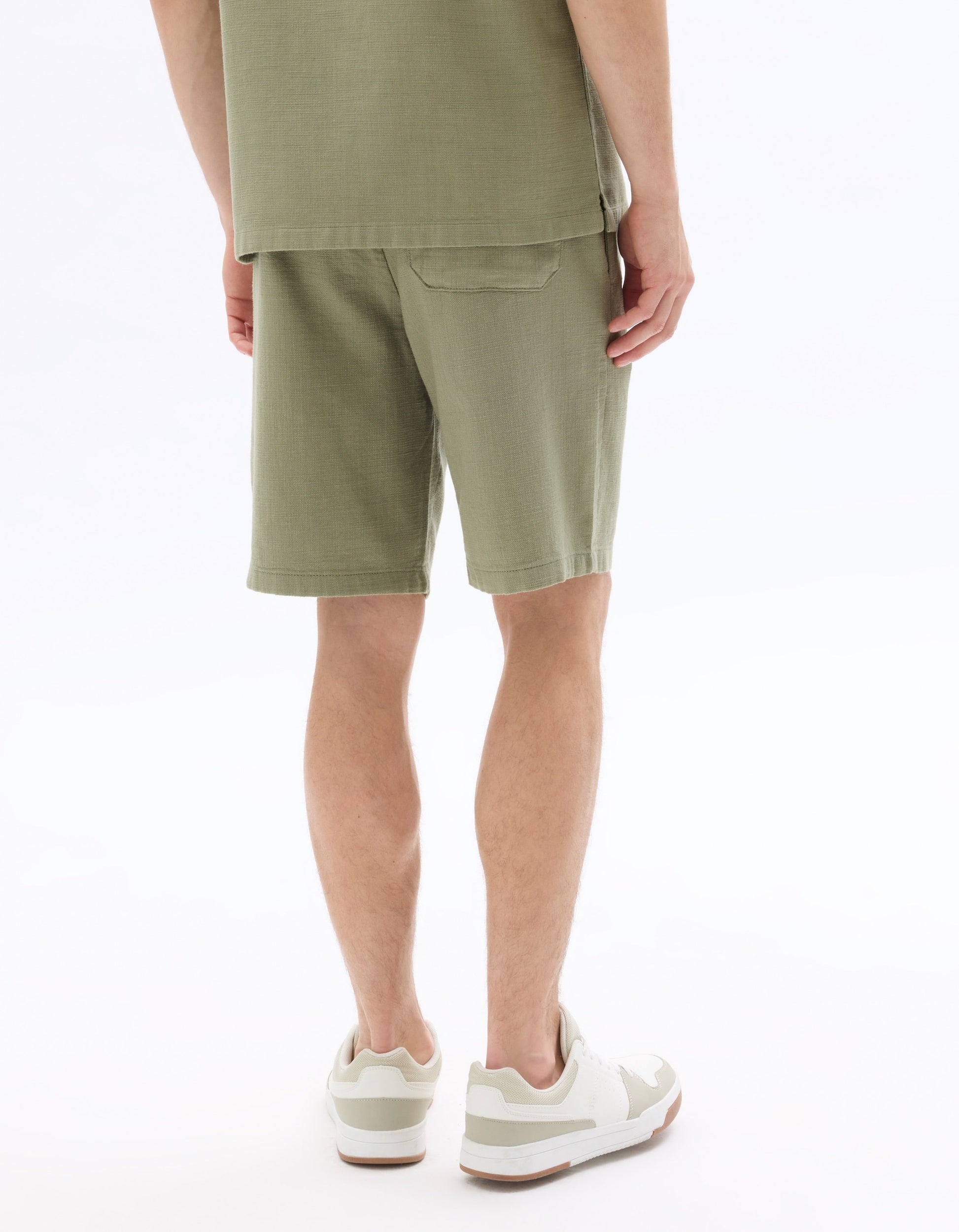 Textured 100% Cotton Khaki Bermuda Shorts Celio