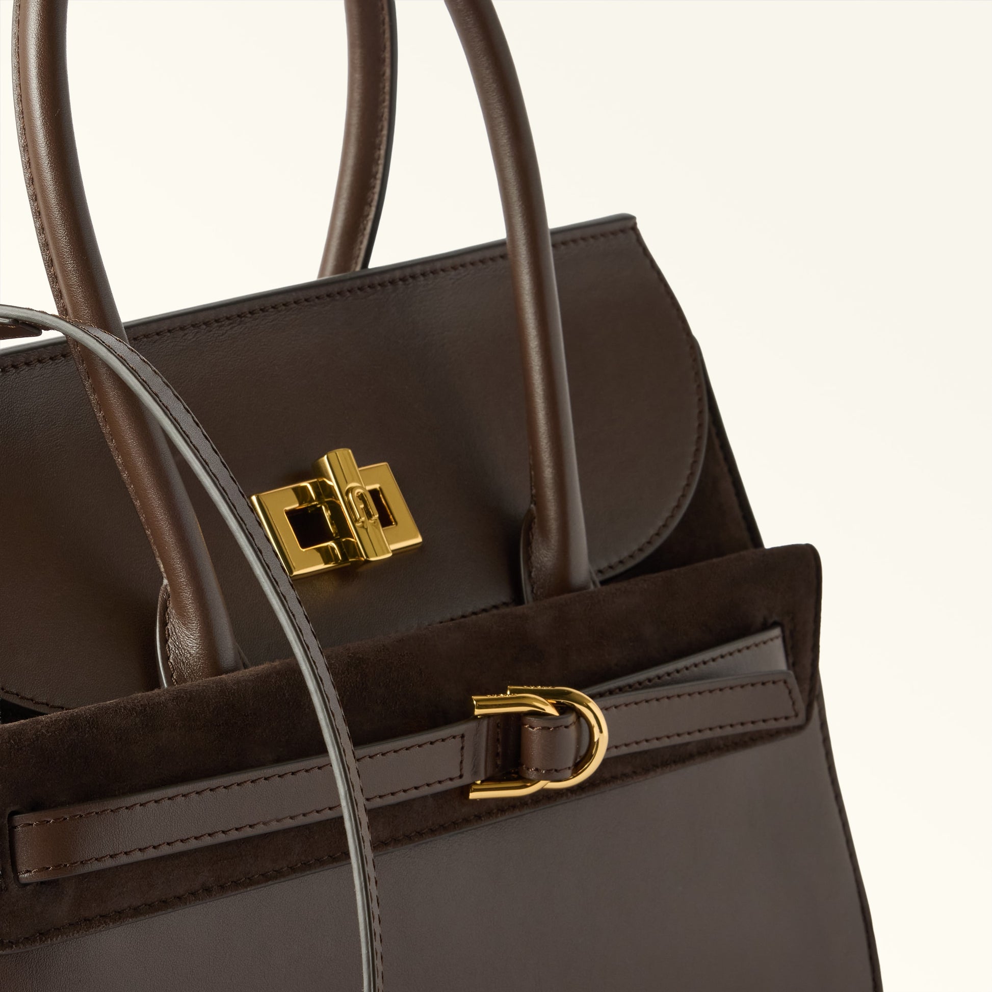 Furla Greta M Top Handle in Brown - Bags 